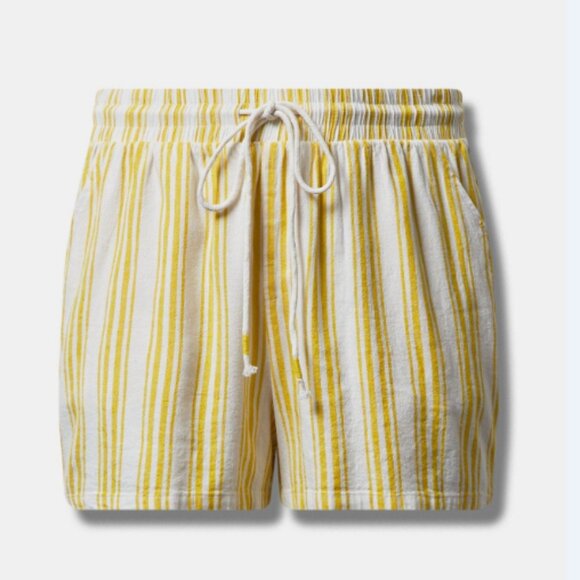 Torrid 5 Inch Pull-On Stretch Linen Mid-Rise Short - Pristine Stripe - Medium - Picture 2 of 7